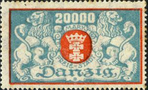 DANZIG - 1923 - Mi.148 20000Mk red & greenish-blue - Mint*