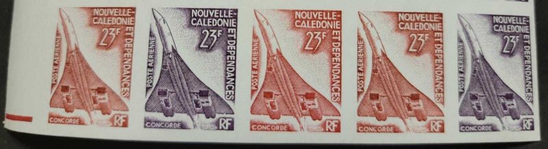 O) 1973 NEW CALEDONIA, IMPERFORATE, CONCORDE, SCT C99 23fr, MNH