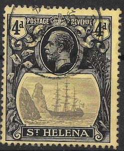 ST.HELENA SG92a 1922 4d GREY & BLACK/YELLOW WITH BROKEN MAINMAST FINE USED