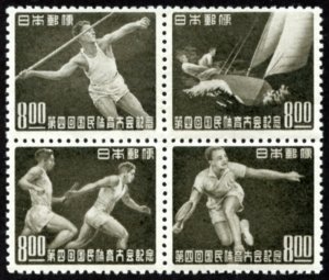 Japan #470-473 (473a) set/4 mh - 1949 Nat'l Athletic Meet - track sailing tennis