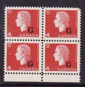 Canada-Sc#o48-Unused 4c carmine QEII Official G NH block-og-1963-Cdn897-