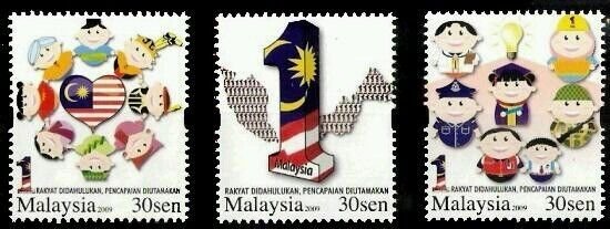 1 Malaysia 2009 Sabah Sarawak Cartoon Unity Costume Flag Map (sheetlet) MNH