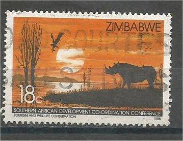 ZIMBABWE, 1986, used 18c, Rhinoceros, Scott 526