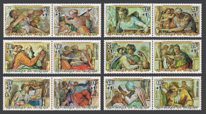 Burundi B65-B67,CB35-CB37 ab,MNH.Mi 1225-1236. Michelangelo Buonarotti,1975.