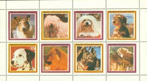 EQUATORIAL GUINEA UNLISTED SHEET OF 8  DOGS   MI-875   SS MNH   BIN $4.00