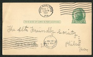 1921 Philadelphia PA Postal Card Alta Friendly Society 1c Jefferson Insurance