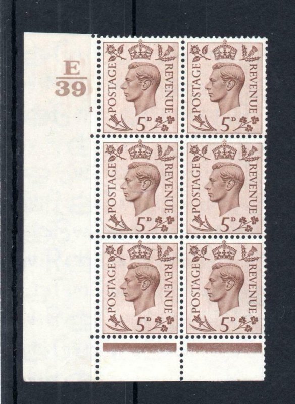 GEORGE VI 5d MOUNTED MINT CONTROL E39 CYLINDER 1 BLOCK Cat £25