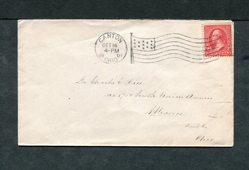 Postal History - Canton OH 1901 Black American Flag AMF-A14 Cancel Cover B0589