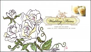 Scott 4520 44 Cents Wedding Roses Melissa Fox Hand Painted FDC 1 OF 6