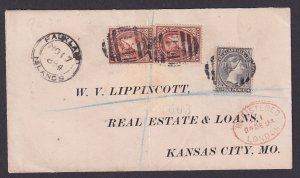 Falkland Islands (SG 12, 20) 1894 registered cover to Kansas City, USA