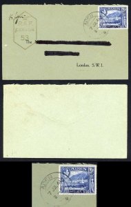 Aden KGVI 2 1/2a on RAF Censor cover to the UK