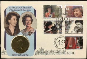 40th anniversary of the the accession to the throne FDC £2 Coin Cover 