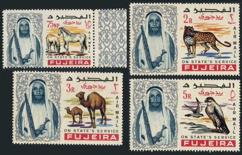 Fujeira CO1-9,MNH. Official Air Post.1965.Arabian horses,Leopard,Camels,Hawks.