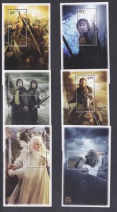 sg2652-2657 2003 New Zealand Lord of the rings set of sheetlets UNMOUNTED MINT