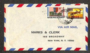 CONGO 349 & 475 STAMPS MARKS & CLERK LEOPOLDVILLE NY AIRMAIL COVER 1955