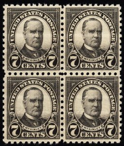 US 588 MNH VF 7 Cent McKinley Perforated 10 Block of 4