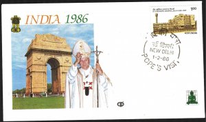 India 1986 Visit of Pope Jon Paul II New Delhi Special Cancel
