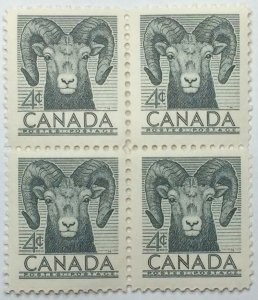 CANADA 1953 #324 Wildlife (Bighorn Sheep) - Block of 4 MNH