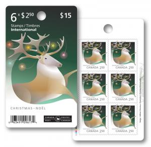 Canada 3049 Christmas Animals Caribou $2.50 booklet 6 MNH 2017