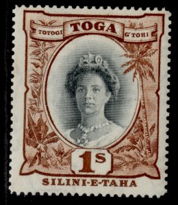 TONGA GVI SG80, 1s black & red-brown, NH MINT.