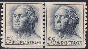 1229A 5 cent George Washington Line Pair mint OG NH VF