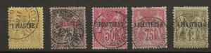 France Off Turkey 1-5 Used VF 1885-90 SCV $49.25 (jr)