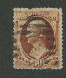 1888 US Stamp #217 30c Used F/VF Grid Cancel Miss Perfs Catalogue Value $90