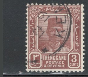 Malaya States - Trengganu 1938 Sultan Badaru'l-alam 3c Scott # 23 Used