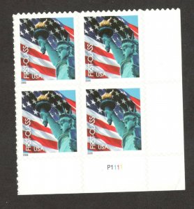 3978 Flag & Liberty Plate Block With Microprinted  Mint/nh (Free Shipping)