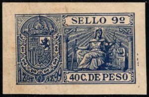 1898-1899 Spanish West Indies Revenue Sello 9 45 C. de Peso Document Stamp MNH