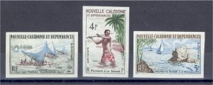 NEW CALEDONIA, DEFINITIVES 1962, IMPERFORATED SET, NEVER HINGED