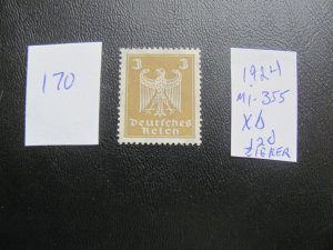 Germany 1924 MNH SIGNED ZIERER MI. 357Xb SC 330 VAR. XF 120+ EUROS (170)