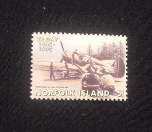 O) 1995 NORFOLK ISLAND, VP DAY,  FIGHTER PLANE EN ROUTE TO PACIFIC WAR, MNH