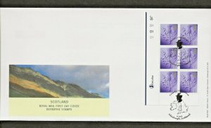 14/10/03 NEW DE LA RUE BYFLEET 2nd,1st,E,68p SCOTLAND EMBLEM,CYL.NO.BLOCKS FDCS 