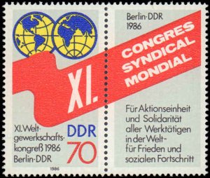 German Democratic Republic #2570, Complete Set, Single+Label, 1986, Never Hinged