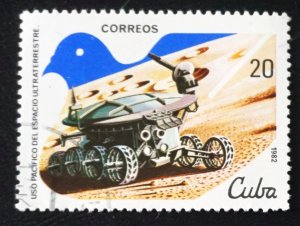 CUBA Sc# 2504 PEACEFUL USE OF OUTER SPACE  Lunokhod  Vehicle 20c  1982  used cto