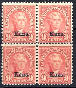  U.S.  667 FVF Mint/MNH  Blk/4 SCV$83.00+ 