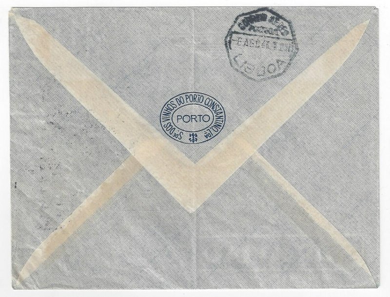 WW2 Portugal OPORTO Aug 1941 Airmail cover to GENEVE Switzerland Pair Sc#594