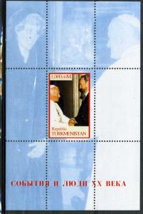 Turkmenistan Pope John Paul II & Fidel Castro s/s Perforated mnh.vf