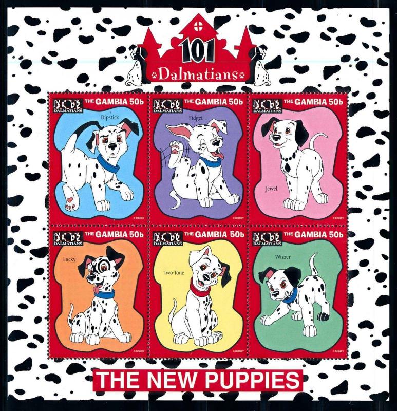 [78943] Gambia 1997 Disney Movie 101 Dalmatians New Puppies Sheet MNH