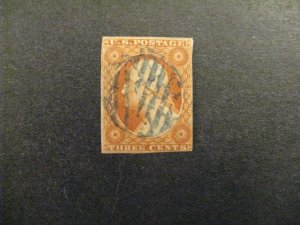 US #10 used blue cancel wrinkles a23.2 8109