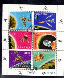 PANAMA #C365a 1969 INT'L SPACE EXPLORATION MINT VF NH O.G SHEET 6 CTO