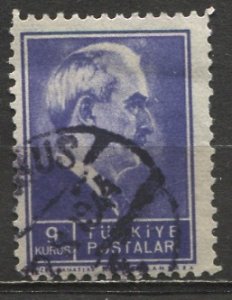 Turkey 1942: Sc. # 884; Used Single Stamp