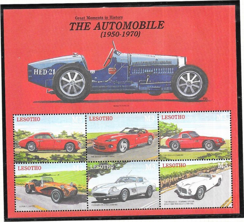 Lesotho #1250  3M  The Automobile sheet of 6 (MNH) CV $7.50