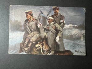 1915 Germany Postcard Cover Dusseldorf to Vienna Austria Military Dog Soldier