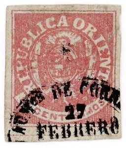 (I.B) Uruguay Postal : Coat of Arms 6c (1864)