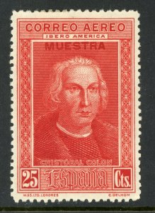 Spain 1893 Columbus 4 Pesatas Airmail Scott # C40 Specimen Overprint Mint G254