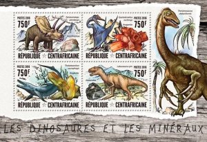 2016 Centrafrique - Dinosaurs and minerals. Y&T: 4448-4451; Michel: 6260-6263