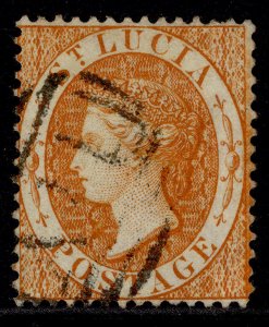 ST. LUCIA QV SG18, 1s orange, FINE USED. Cat £24.