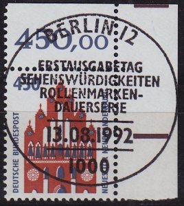 GERMANY BUND [1992] MiNr 1623 ( O/used ) [02] Sehenswürdigkeiten Eckrand